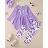 imageKucnuzki toddler cute girl winter clothes long sleeve tops graphic t shirt soft leggings pants 2 piece set fall outfitsPurple Butterfly