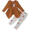 imageKucnuzki 7 8 year old little girl winter clothes toddler clothing butterfly top brown long sleeve t shirts cute long pants fall 2 piece outfit