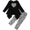 imageKucnuzki toddler cute girl winter clothes long sleeve tops graphic t shirt soft leggings pants 2 piece set fall outfitsBlack