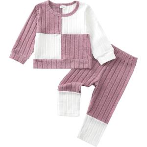 imageKucnuzki Toddler Baby Girl Clothe Long Sleeve Shirt Sweatshirt Leggings 2 Piece Kids Baby Girl Fall Outfit Winter ClotheLight Purple