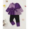 imageKucnuzki Toddler Baby Girl Clothe Long Sleeve Shirt Sweatshirt Leggings 2 Piece Kids Baby Girl Fall Outfit Winter ClotheDark Purple