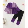 imageKucnuzki Toddler Baby Girl Clothe Long Sleeve Shirt Sweatshirt Leggings 2 Piece Kids Baby Girl Fall Outfit Winter ClotheDark Purple