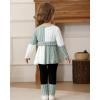 imageKucnuzki Toddler Baby Girl Clothe Long Sleeve Shirt Sweatshirt Leggings 2 Piece Kids Baby Girl Fall Outfit Winter ClotheGreen White