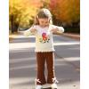 imageKucnuzki Toddler Baby Girl Clothes Outfit Long Sleeve Ruffle T Shirt Top Bell Bottom Pants Two Piece Fall Winter OutfitsBrown