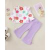 imageKucnuzki Toddler Baby Girl Clothes Outfit Long Sleeve Ruffle T Shirt Top Bell Bottom Pants Two Piece Fall Winter OutfitsPurple Printed