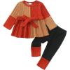 imageKucnuzki Toddler Baby Girl Clothe Long Sleeve Shirt Sweatshirt Leggings 2 Piece Kids Baby Girl Fall Outfit Winter ClotheOrange