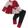 imageKucnuzki Toddler Baby Girl Clothe Long Sleeve Shirt Sweatshirt Leggings 2 Piece Kids Baby Girl Fall Outfit Winter ClotheRed Pink