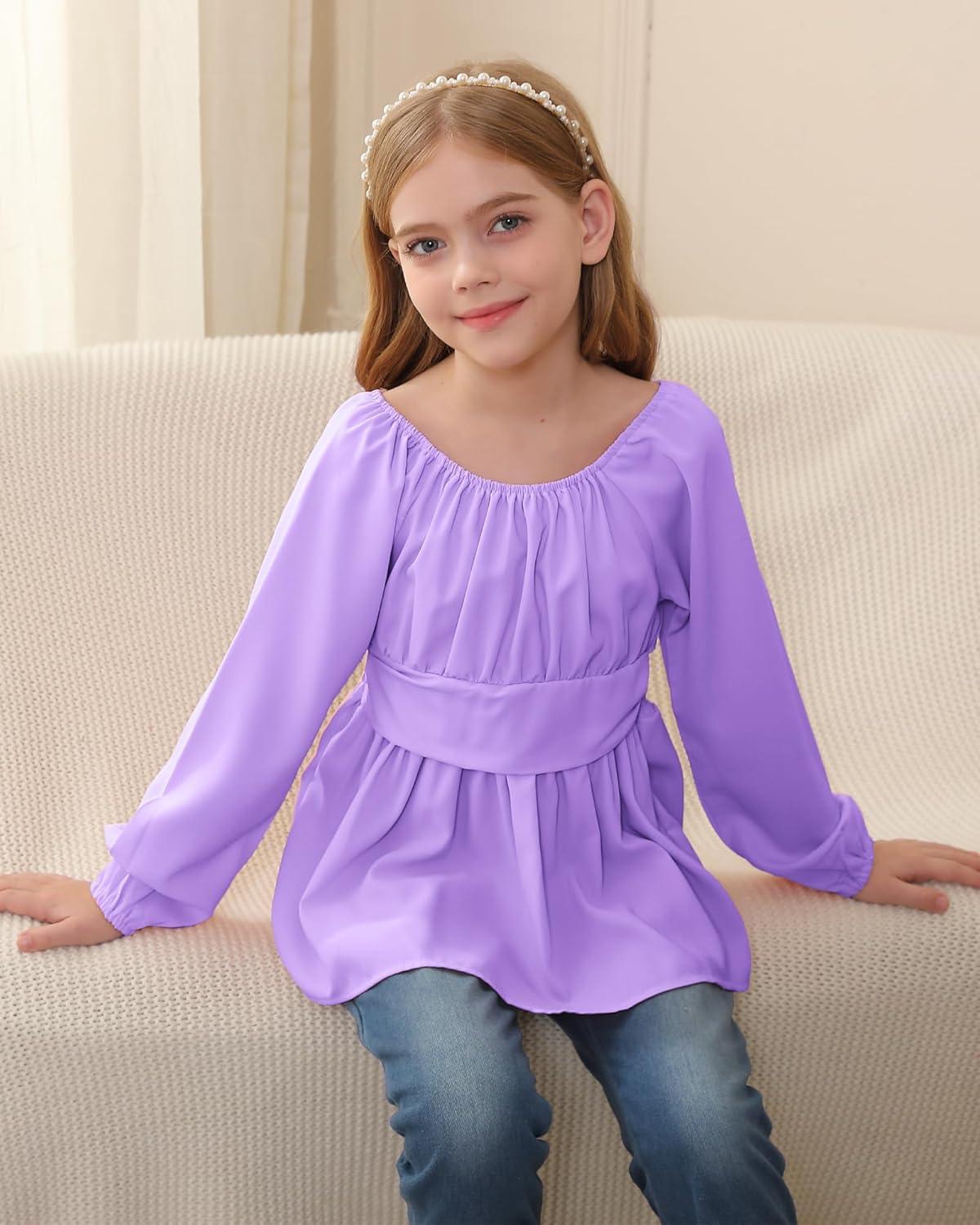 imageKucnuzki Todder Baby Girl Clothes Long Sleeve Shirts Top Denim Bell Bottom Jeans 2 Piece Fall Winter Girl Outfits SetPurple