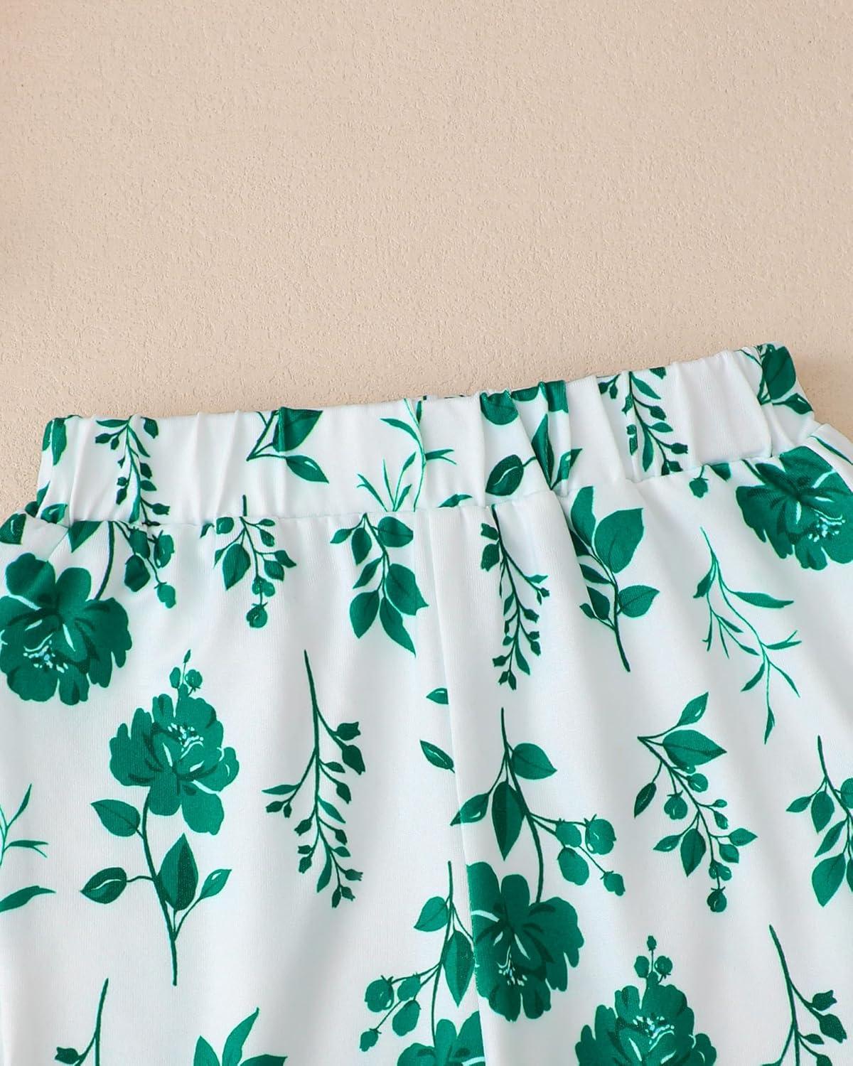 imageKucnuzki Toddler Baby Girl Clothes Long Sleeve Shirt Ruffle Soft Tops Bell Bottom Long Pants Fall Winter 2 Piece OutfitsDark Green