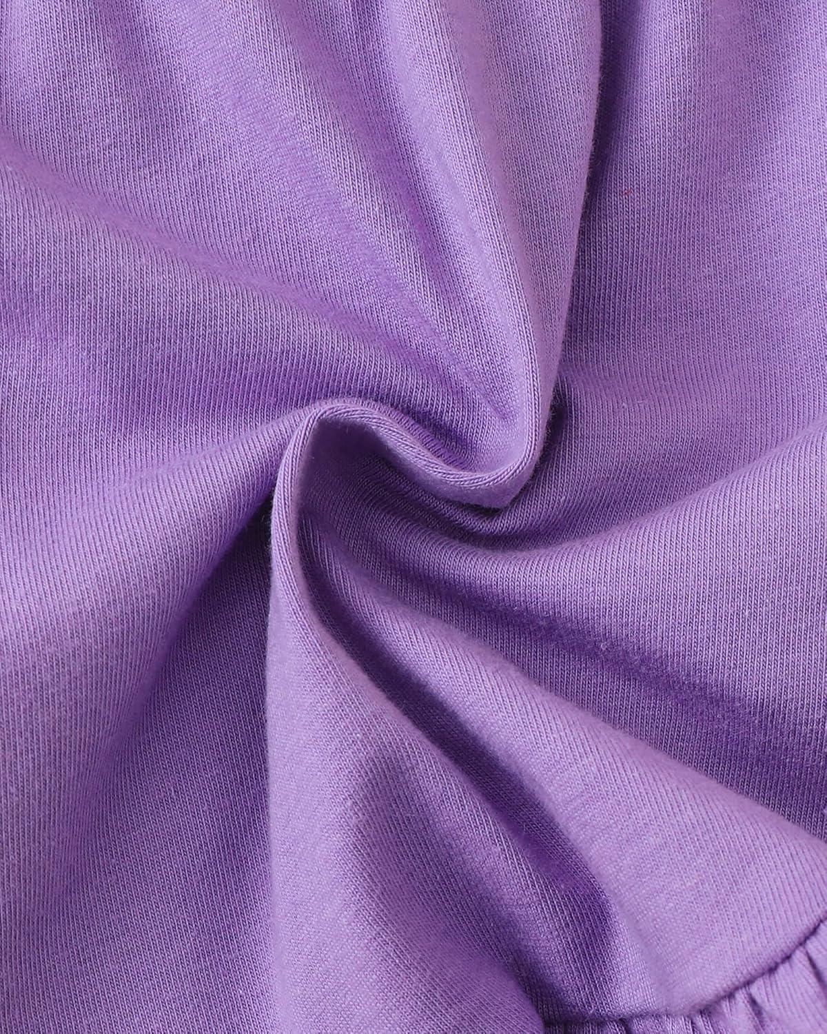 imageKucnuzki Toddler Baby Girl Clothes Long Sleeve Shirt Ruffle Soft Tops Bell Bottom Long Pants Fall Winter 2 Piece OutfitsPurple