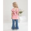 imageKucnuzki Todder Baby Girl Clothes Long Sleeve Shirts Top Denim Bell Bottom Jeans 2 Piece Fall Winter Girl Outfits SetShort Pink
