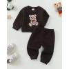 imageKucnuzki Baby Toddler Girl Clothes Long Sleeve Crewneck Sweatshirt Tops Sweatpant Sweatsuit Baby Girl Fall Winter OutfitBrown Bear