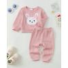 imageKucnuzki Baby Toddler Girl Clothes Long Sleeve Crewneck Sweatshirt Tops Sweatpant Sweatsuit Baby Girl Fall Winter OutfitPink Rabbit