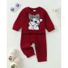 imageKucnuzki Baby Toddler Girl Clothes Long Sleeve Crewneck Sweatshirt Tops Sweatpant Sweatsuit Baby Girl Fall Winter OutfitRed Cat