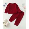 imageKucnuzki Baby Toddler Girl Clothes Long Sleeve Crewneck Sweatshirt Tops Sweatpant Sweatsuit Baby Girl Fall Winter OutfitRed Cat