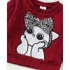 imageKucnuzki Baby Toddler Girl Clothes Long Sleeve Crewneck Sweatshirt Tops Sweatpant Sweatsuit Baby Girl Fall Winter OutfitRed Cat