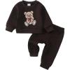 imageKucnuzki Baby Toddler Girl Clothes Long Sleeve Crewneck Sweatshirt Tops Sweatpant Sweatsuit Baby Girl Fall Winter OutfitBrown Bear