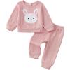 imageKucnuzki Baby Toddler Girl Clothes Long Sleeve Crewneck Sweatshirt Tops Sweatpant Sweatsuit Baby Girl Fall Winter OutfitPink Rabbit