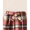 image:imageKucnuzki Toddler Baby Girl Fall Winter Clothes Long Sleeve Ribbed Shirt Top Corduroy Mini Skirt Plaid Aline Dress OutfitDark Red