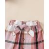 image:imageKucnuzki Toddler Baby Girl Fall Winter Clothes Long Sleeve Ribbed Shirt Top Corduroy Mini Skirt Plaid Aline Dress OutfitWhite