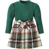 image:imageKucnuzki Toddler Baby Girl Fall Winter Clothes Long Sleeve Ribbed Shirt Top Corduroy Mini Skirt Plaid Aline Dress OutfitGreen