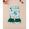 image:imageKucnuzki Baby Girl Clothes Toddler Girl Outfit Ruffle Sleeve Shirt Floral Pant Set Fall Winter Clothing for GirlDark Green Ruffle