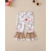 image:imageKucnuzki Baby Girl Clothes Toddler Girl Outfit Ruffle Sleeve Shirt Floral Pant Set Fall Winter Clothing for GirlLight Brown Ruffle