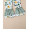 image:imageKucnuzki Baby Girl Clothes Toddler Girl Outfit Ruffle Sleeve Shirt Floral Pant Set Fall Winter Clothing for GirlLight Green Ruffle