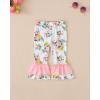 image:imageKucnuzki Baby Girl Clothes Toddler Girl Outfit Ruffle Sleeve Shirt Floral Pant Set Fall Winter Clothing for GirlPink Ruffle