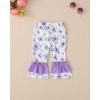 image:imageKucnuzki Baby Girl Clothes Toddler Girl Outfit Ruffle Sleeve Shirt Floral Pant Set Fall Winter Clothing for GirlPurple Ruffle