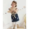 image:imageKucnuzki Newborn Baby Girl Clothes Toddler Long Sleeve Ruffle Romper Top Infant Skirt Set Little Girl Overall DressApricot Short Denim