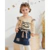 image:imageKucnuzki Newborn Baby Girl Clothes Toddler Long Sleeve Ruffle Romper Top Infant Skirt Set Little Girl Overall DressApricot Short Denim