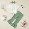 image:imageKucnuzki Toddler Baby Girl Clothes Short Sleeve Ruffle Shirt Floral Pant Set 2 Piece Outfits For Girls Cute Clothing SetGreen Whitesl