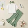 image:imageKucnuzki Toddler Baby Girl Clothes Short Sleeve Ruffle Shirt Floral Pant Set 2 Piece Outfits For Girls Cute Clothing SetGreen Whitesl