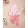 image:imageKucnuzki Toddler Baby Girl Clothes Short Sleeve Ruffle Shirt Floral Pant Set 2 Piece Outfits For Girls Cute Clothing SetWhite Pinksl