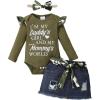 image:imageKucnuzki Newborn Baby Girl Clothes Toddler Long Sleeve Ruffle Romper Top Infant Skirt Set Little Girl Overall DressGreen Short Denim