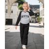 image:imageKucnuzki Toddler Kids Girl Clothes Long Sleeve Shirt Tops Baggy Jeans Cute Pants Set Baby Girl Outfit 2 Piece ClothingBlack Cargo