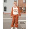 image:imageKucnuzki Toddler Kids Girl Clothes Long Sleeve Shirt Tops Baggy Jeans Cute Pants Set Baby Girl Outfit 2 Piece ClothingBrown Cargo