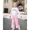 image:imageKucnuzki Toddler Kids Girl Clothes Long Sleeve Shirt Tops Baggy Jeans Cute Pants Set Baby Girl Outfit 2 Piece ClothingPink Cargo