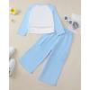 image:imageKucnuzki Toddler Kids Girl Clothes Long Sleeve Shirt Tops Baggy Jeans Cute Pants Set Baby Girl Outfit 2 Piece ClothingWhite Blue Cargo