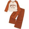 image:imageKucnuzki Toddler Kids Girl Clothes Long Sleeve Shirt Tops Baggy Jeans Cute Pants Set Baby Girl Outfit 2 Piece ClothingBrown Cargo