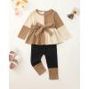 image:imageKucnuzki Toddler Baby Girl Clothe Long Sleeve Shirt Sweatshirt Leggings 2 Piece Kids Baby Girl Fall Outfit Winter ClotheBrown Yellow