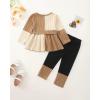 image:imageKucnuzki Toddler Baby Girl Clothe Long Sleeve Shirt Sweatshirt Leggings 2 Piece Kids Baby Girl Fall Outfit Winter ClotheBrown Yellow
