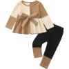 image:imageKucnuzki Toddler Baby Girl Clothe Long Sleeve Shirt Sweatshirt Leggings 2 Piece Kids Baby Girl Fall Outfit Winter ClotheBrown Yellow