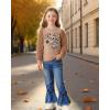 image:imageKucnuzki Toddler Girl Clothes Cute Kids Clothes Long Sleeve Shirts Top Bell Bottom Denim Jeans Pants 2 Piece Matching OutfitsKhaki