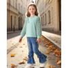 image:imageKucnuzki Toddler Girl Clothes Cute Kids Clothes Long Sleeve Shirts Top Bell Bottom Denim Jeans Pants 2 Piece Matching OutfitsPea Green
