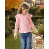image:imageKucnuzki Toddler Girl Clothes Cute Kids Clothes Long Sleeve Shirts Top Bell Bottom Denim Jeans Pants 2 Piece Matching OutfitsPink
