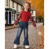 image:imageKucnuzki Toddler Girl Clothes Cute Kids Clothes Long Sleeve Shirts Top Bell Bottom Denim Jeans Pants 2 Piece Matching OutfitsRed