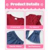 image:imageKucnuzki Toddler Girl Clothes Cute Kids Clothes Long Sleeve Shirts Top Bell Bottom Denim Jeans Pants 2 Piece Matching OutfitsWine