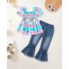 image:imageKucnuzki Toddler Kids Girls Clothes Short Sleeve Shirt Top Flare Denim Jeans 2 Piece Outfits For Girls Cute Clothing SetTie Dye
